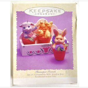 NEW 1995 Hallmark Spring Easter Collection Flowerpot Friends Set of 3 Ornaments